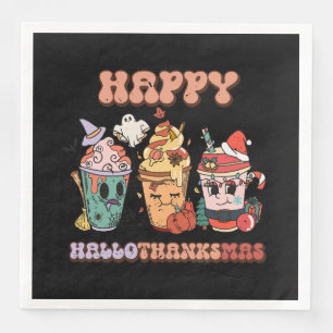Happy HalloThanksMas Funny Dark Napkin