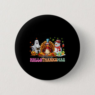 Happy Hallothanksmas Funny Halloween Thanksgiving  6 Cm Round Badge