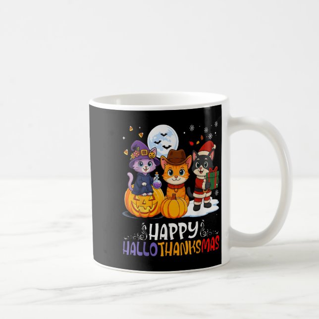 Happy Hallothanksmas Funny Halloween Thanksgiving  Coffee Mug (Right)