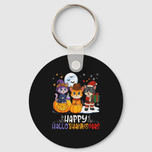 Happy Hallothanksmas Funny Halloween Thanksgiving  Key Ring
