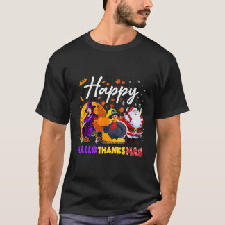 Happy Hallothanksmas Funny Halloween Thanksgiving  T-Shirt