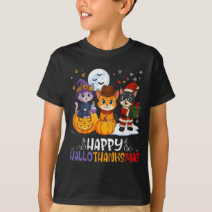 Happy Hallothanksmas Funny Halloween Thanksgiving T-Shirt