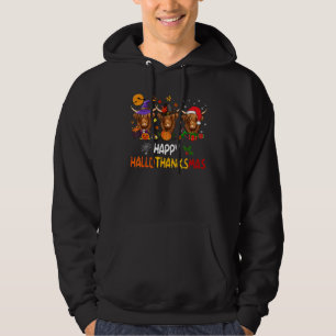 Happy HalloThanksMas Funny Santa Cow Halloween Tha Hoodie