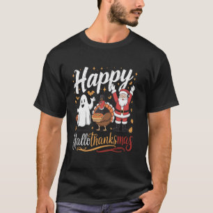 Happy Hallothanksmas Ghost Turkey Pumpkin Christma T-Shirt