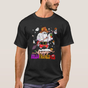 Happy Hallothanksmas Ghost Turkey Pumpkin Christma T-Shirt