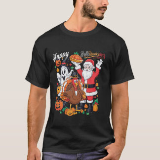 Happy Hallothanksmas Ghost Turkey Pumpkin Christma T-Shirt