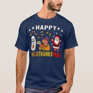 Happy Hallothanksmas Ghost Turkey Pumpkin Christma T-Shirt