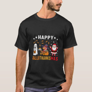 Happy Hallothanksmas Ghost Turkey Pumpkin xmas T-Shirt