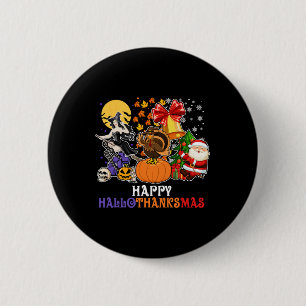 Happy Hallothanksmas Gnome Halloween Thanksgiving 6 Cm Round Badge