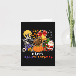 Happy Hallothanksmas Gnome Halloween Thanksgiving Card