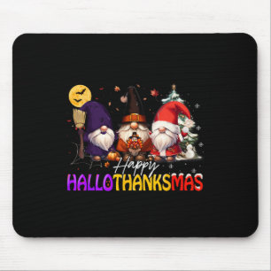 Happy Hallothanksmas Gnome Halloween Thanksgiving Mouse Mat