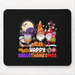 HAPPY HALLOTHANKSMAS GNOME Halloween Thanksgiving  Mouse Mat