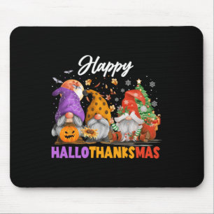 Happy Hallothanksmas Gnome Halloween Thanksgiving Mouse Mat