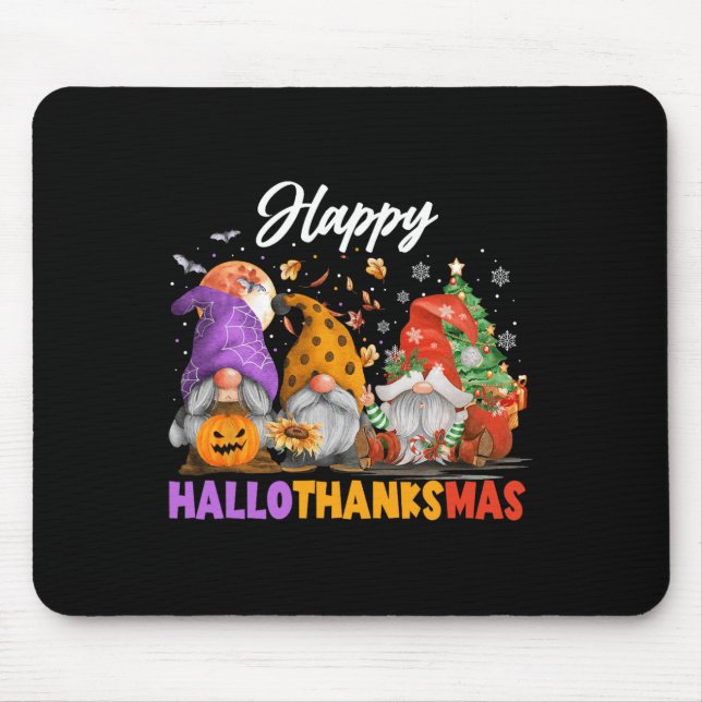 Happy Hallothanksmas Gnome Halloween Thanksgiving  Mouse Mat (Front)