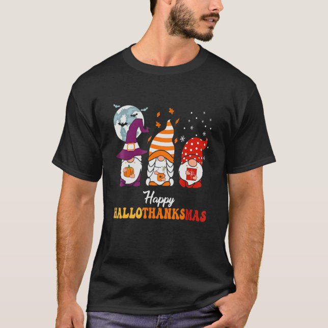 Happy Hallothanksmas Gnomes 3 T-Shirt (Front)