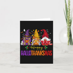 Happy Hallothanksmas Gnomes Halloween Thanksgiving Card