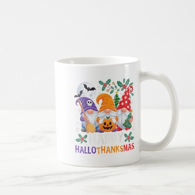 Happy Hallothanksmas Gnomes Halloween Thanksgiving Coffee Mug (Right)