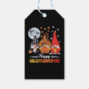 Happy Hallothanksmas Gnomes Halloween Thanksgiving Gift Tags