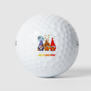 Happy Hallothanksmas Gnomes Halloween Thanksgiving Golf Balls