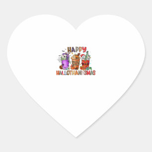 Happy Hallothanksmas Gnomes Halloween Thanksgiving Heart Sticker