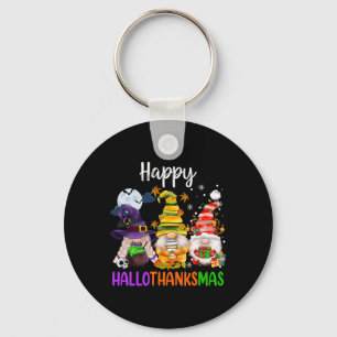 Happy Hallothanksmas Gnomes Halloween Thanksgiving Key Ring