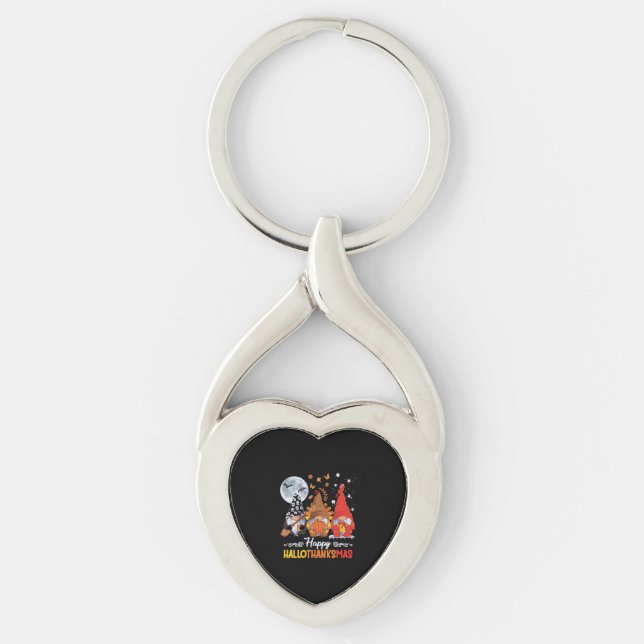 Happy Hallothanksmas Gnomes Halloween Thanksgiving Key Ring (Front)