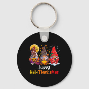 Happy Hallothanksmas Gnomes Halloween Thanksgiving Key Ring