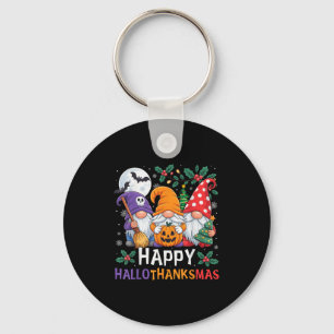 Happy Hallothanksmas Gnomes Halloween Thanksgiving Key Ring