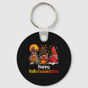 Happy Hallothanksmas Gnomes Halloween Thanksgiving Key Ring