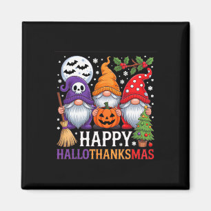 Happy Hallothanksmas Gnomes Halloween Thanksgiving Magnet
