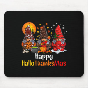 Happy Hallothanksmas Gnomes Halloween Thanksgiving Mouse Mat