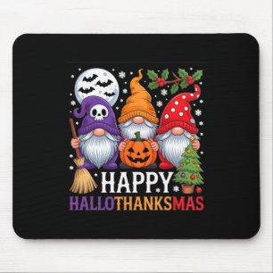 Happy Hallothanksmas Gnomes Halloween Thanksgiving Mouse Mat