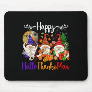 Happy Hallothanksmas Gnomes Halloween Thanksgiving Mouse Mat