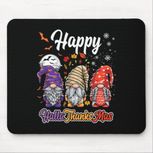 Happy Hallothanksmas Gnomes Halloween Thanksgiving Mouse Mat