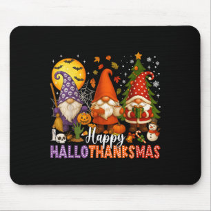 Happy Hallothanksmas Gnomes Halloween Thanksgiving Mouse Mat