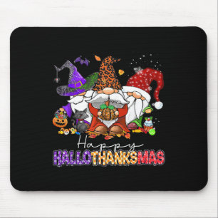 Happy Hallothanksmas Gnomes Halloween Thanksgiving Mouse Mat