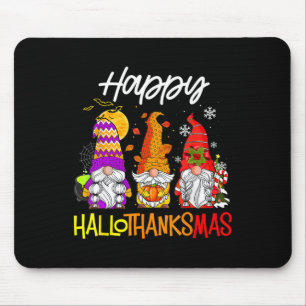 Happy Hallothanksmas Gnomes Halloween Thanksgiving Mouse Mat