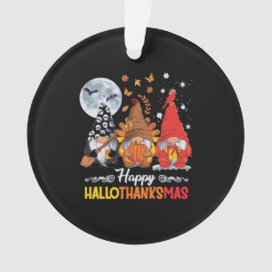 Happy Hallothanksmas Gnomes Halloween Thanksgiving Ornament