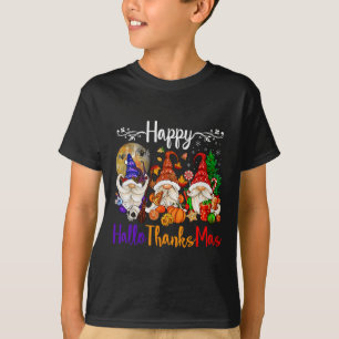 Happy Hallothanksmas Gnomes Halloween Thanksgiving T-Shirt