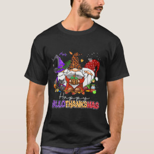 Happy Hallothanksmas Gnomes Halloween Thanksgiving T-Shirt