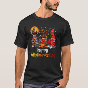 Happy Hallothanksmas Gnomes Halloween Thanksgiving T-Shirt