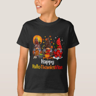 Happy Hallothanksmas Gnomes Halloween Thanksgiving T-Shirt