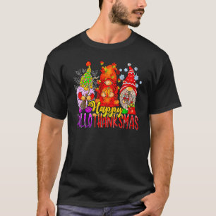 Happy Hallothanksmas Gnomes Halloween Thanksgiving T-Shirt
