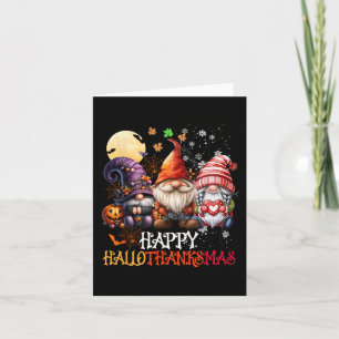 Happy Hallothanksmas Gnomes Lover Halloween Merry Card