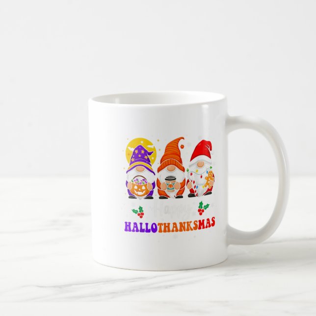 Happy Hallothanksmas Gnomes Lover Halloween Merry  Coffee Mug (Right)