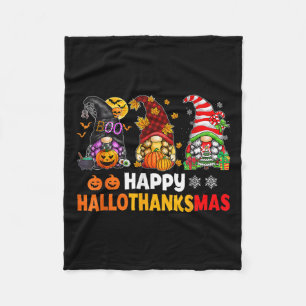 Happy Hallothanksmas Gnomes Lover Halloween Merry  Fleece Blanket