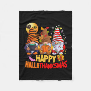 Happy Hallothanksmas Gnomes Lover Halloween Merry Fleece Blanket