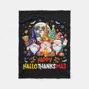 Happy Hallothanksmas Gnomes Lover Halloween Merry  Fleece Blanket