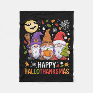 Happy Hallothanksmas Gnomes Lover Halloween Merry  Fleece Blanket