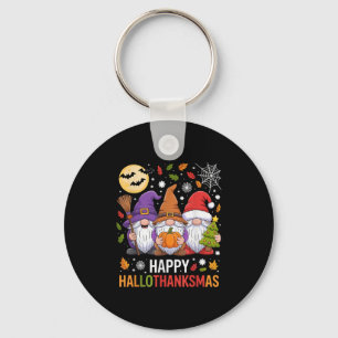 Happy Hallothanksmas Gnomes Lover Halloween Merry Key Ring